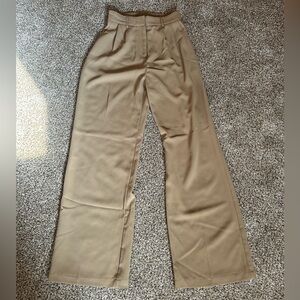 Elegant Tan High-Waisted Women's Pants